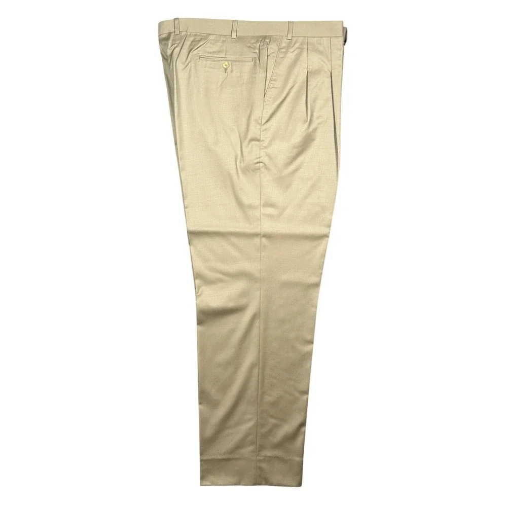 Carlo‎ Mandrone Dress Pants Mens 44L Tan Pleated Made in Canada Trousers